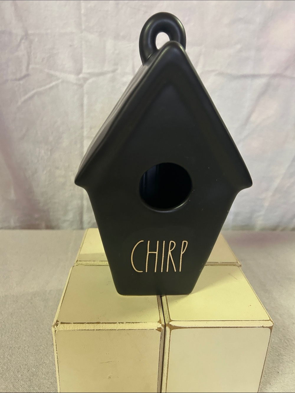 Rae Dunn Black 'CHIRP' Ceramic Birdhouse